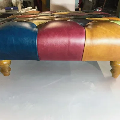 Patterned Leather Foot Stools