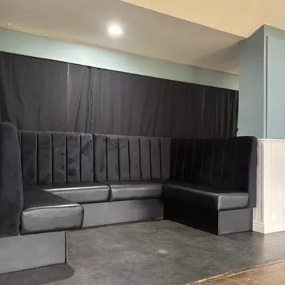 Black Leather Booth Seating With High Back Rests